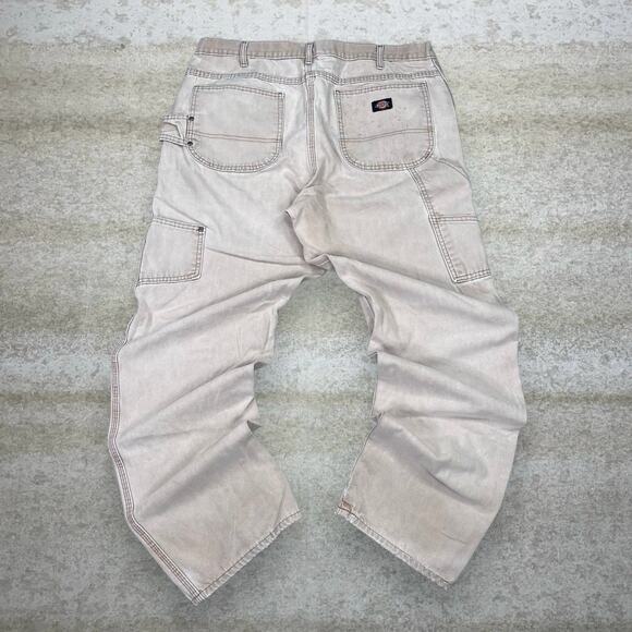Vintage Dickies Carpenter Pants Light Tan Canvas Baggy Dungarees Painters 90s